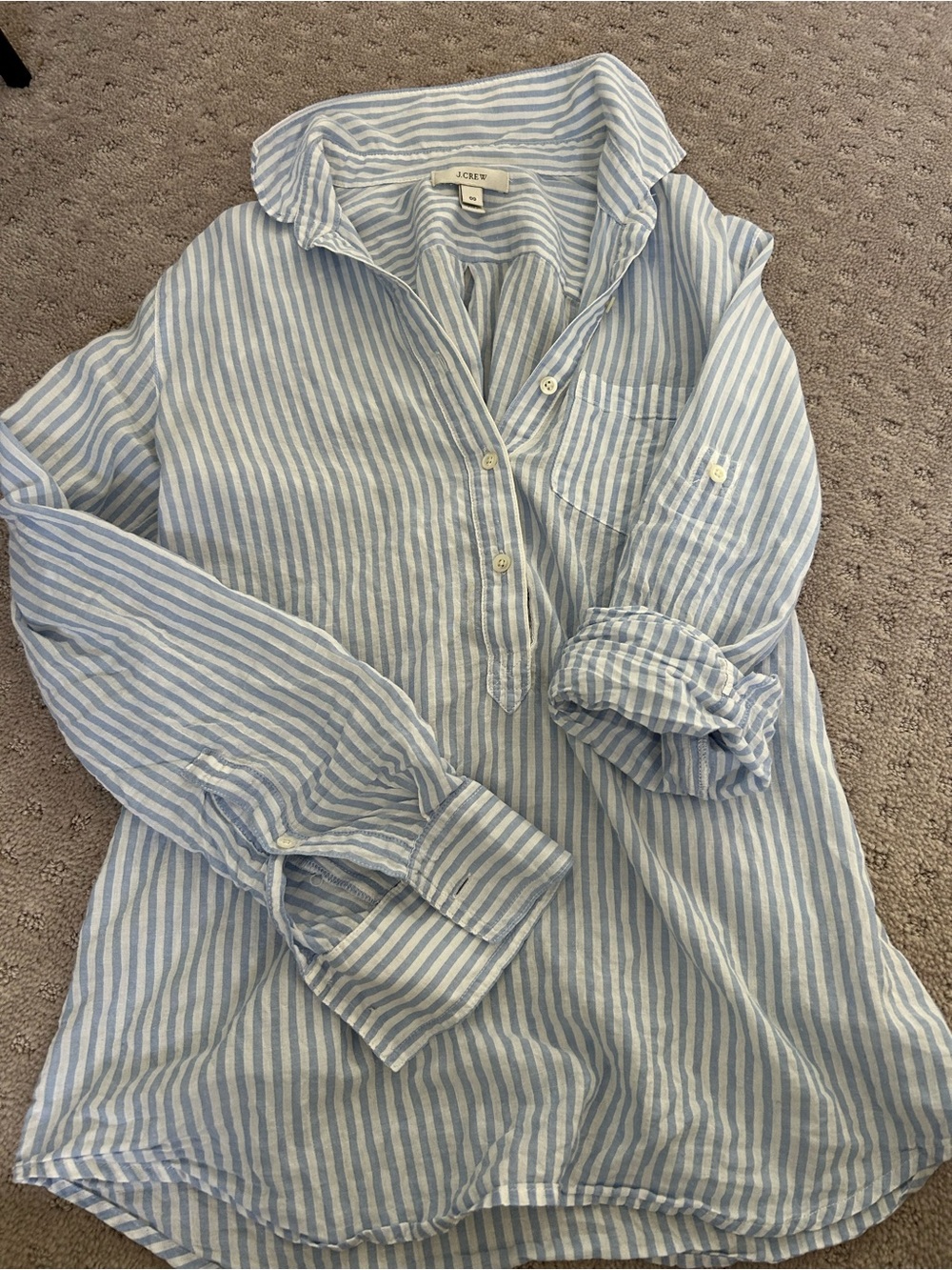J.Crew Blue & White Striped Button-Down popover shirt